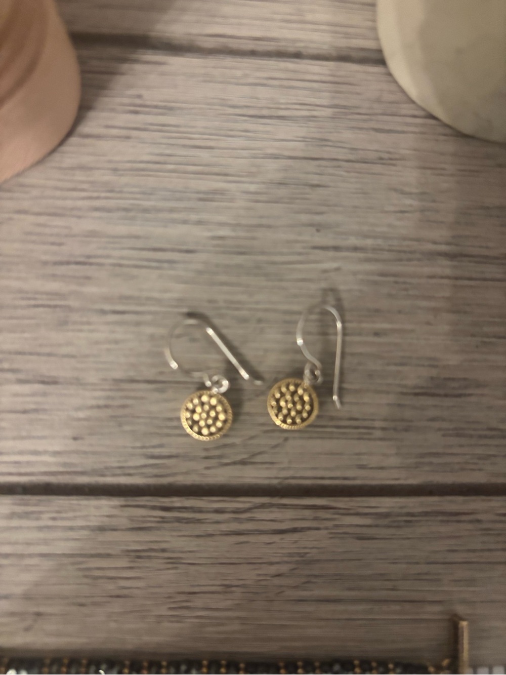 Anna Beck Gold and Silver Textured Disc Drop Earrings